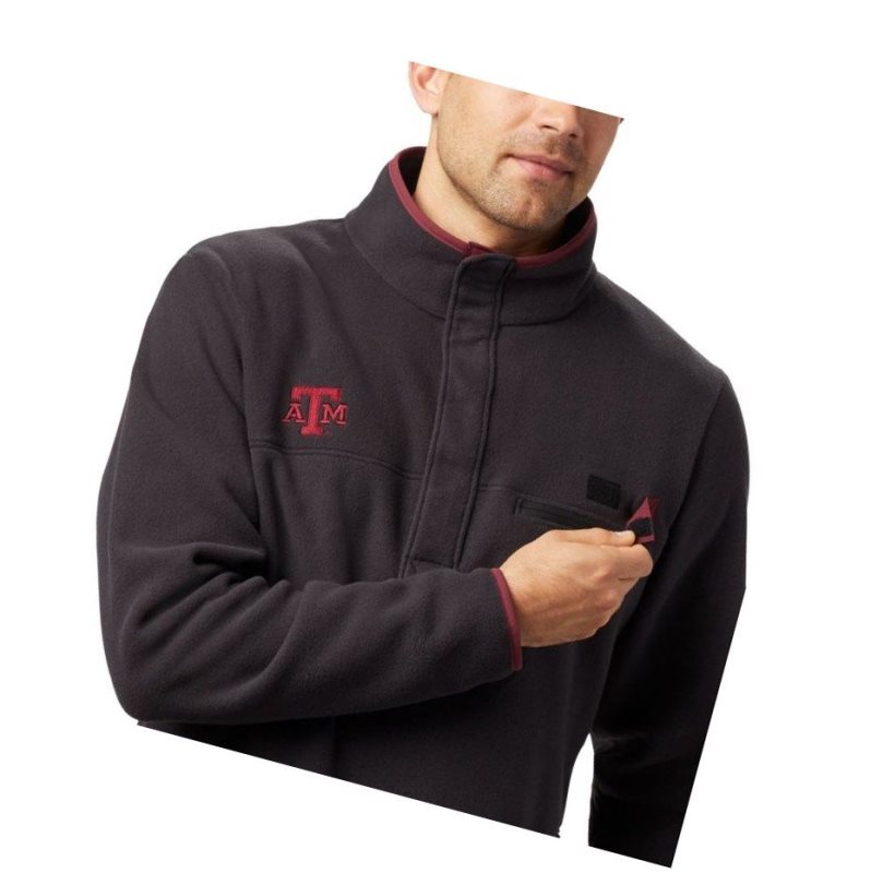 Pánské Bundy Columbia Collegiate PFG Harborside Fleece - Texas A & M Černé | NIHB-12736