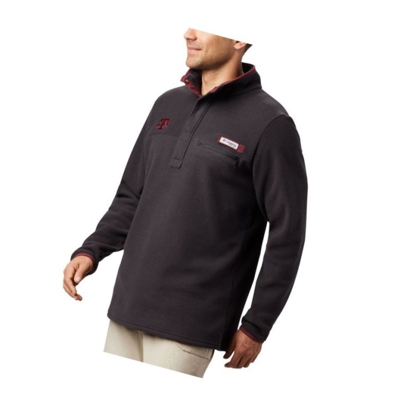 Pánské Bundy Columbia Collegiate PFG Harborside Fleece - Texas A & M Černé | NIHB-12736