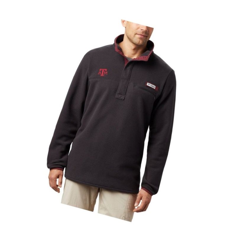 Pánské Bundy Columbia Collegiate PFG Harborside Fleece - Texas A & M Černé | NIHB-12736