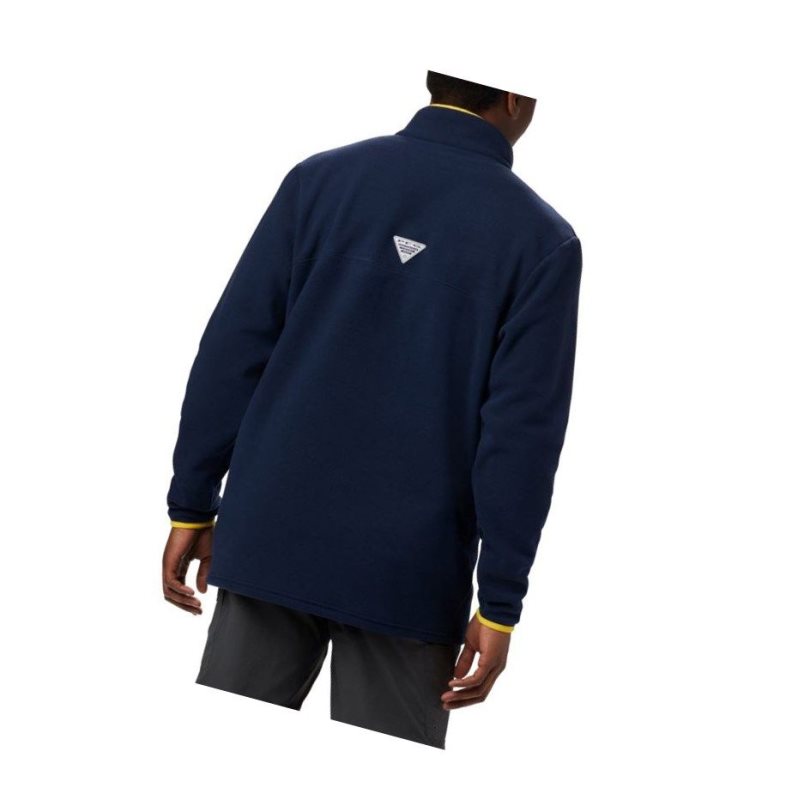 Pánské Bundy Columbia Collegiate PFG Harborside Fleece - Michigan Tmavě Blankyt | WHBT-13672