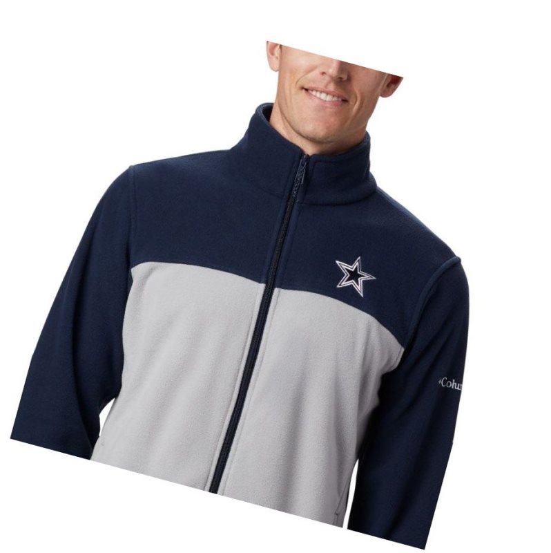 Pánské Bundy Columbia Flanker III Full Zip Fleece - Dallas Cowboys Tmavě Blankyt Šedé | UWYN-42975