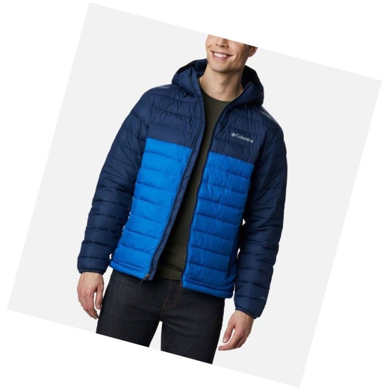 Pánské Bundy Columbia Powder Lite Hooded Insulated Světle Indigo Tmavě Blankyt | LDPJ-39418