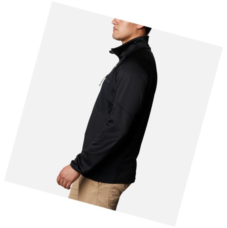 Pánské Bundy Columbia Single Canyon Half Zip Fleece Černé | XQJL-38120