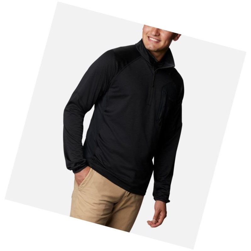 Pánské Bundy Columbia Single Canyon Half Zip Fleece Černé | XQJL-38120