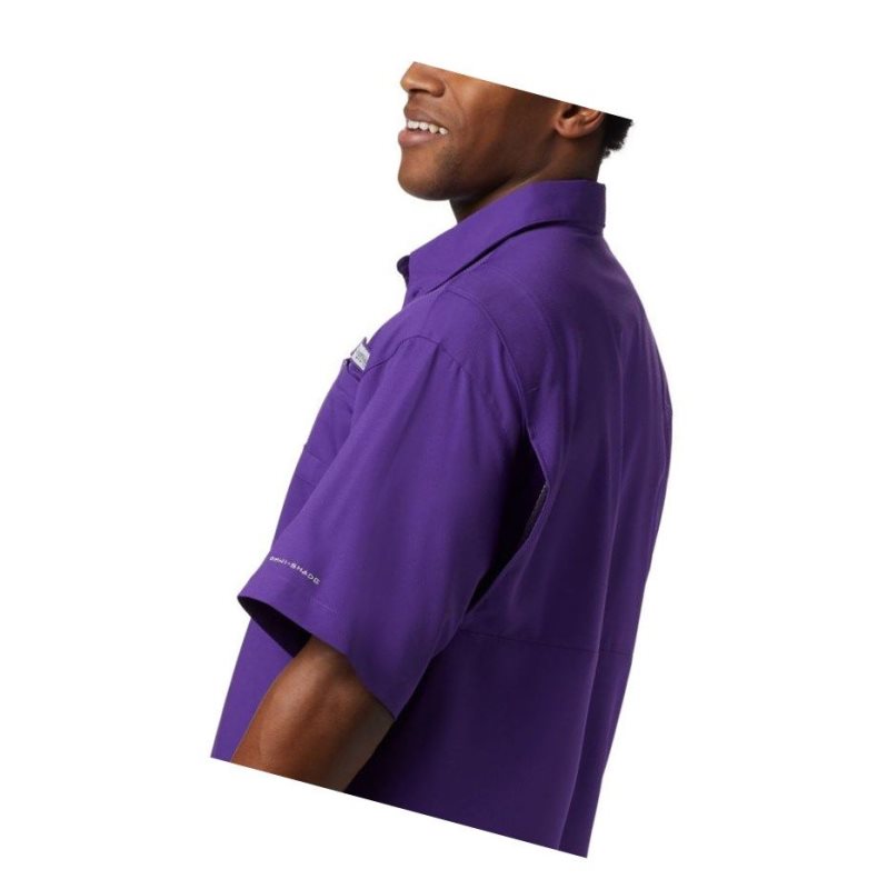 Pánské Košile Columbia Collegiate PFG Tamiami Short Sleeve - LSU Fialové | MCLH-24075