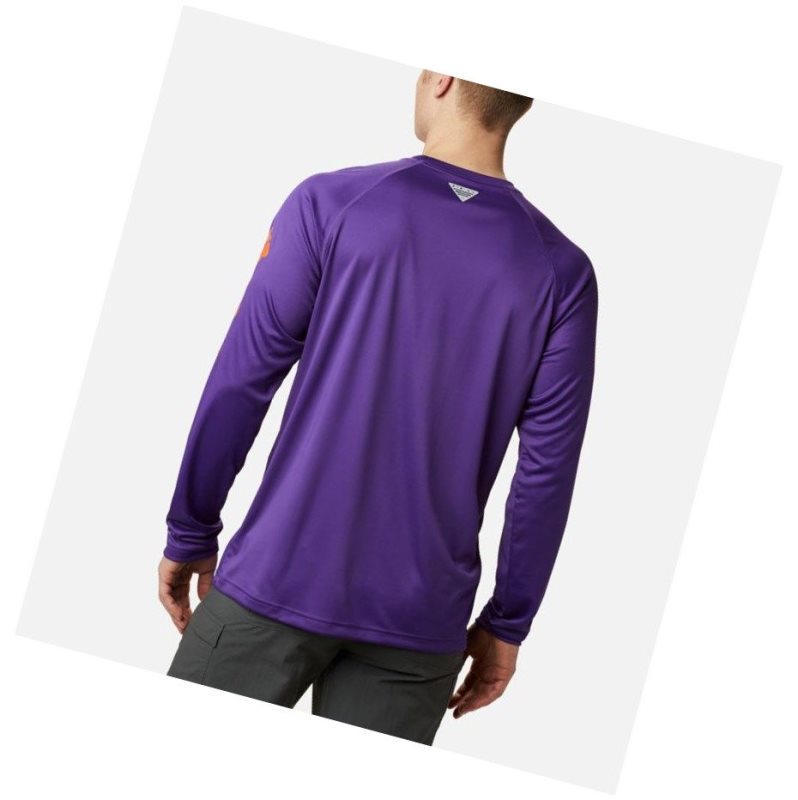 Pánské Mikina Columbia Collegiate PFG Terminal Tackle Long Sleeve - Clemson Fialové Oranžové | NDPH-02175