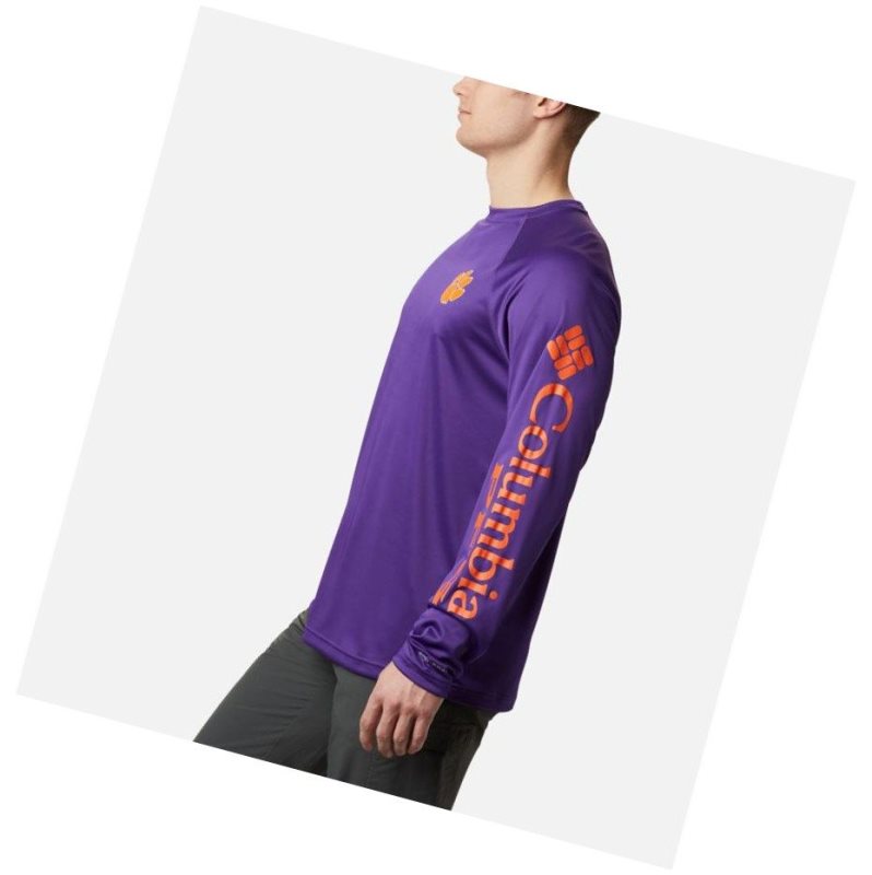 Pánské Mikina Columbia Collegiate PFG Terminal Tackle Long Sleeve - Clemson Fialové Oranžové | NDPH-02175