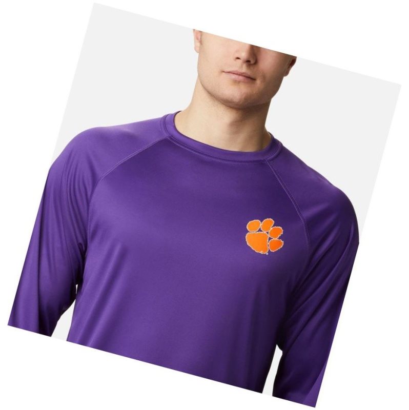 Pánské Mikina Columbia Collegiate PFG Terminal Tackle Long Sleeve - Clemson Fialové Oranžové | NDPH-02175