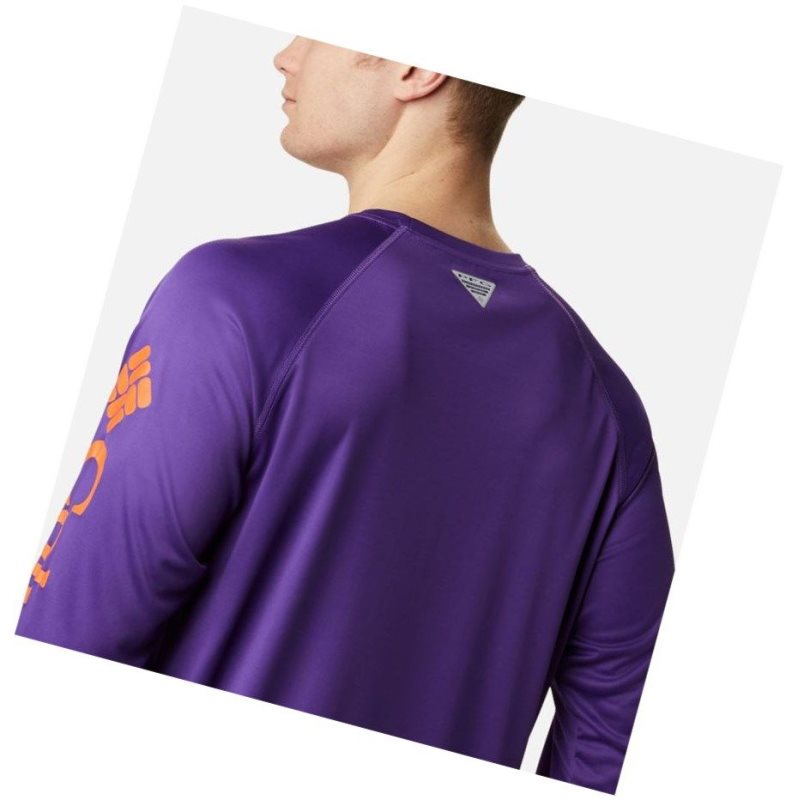 Pánské Mikina Columbia Collegiate PFG Terminal Tackle Long Sleeve - Clemson Fialové Oranžové | NDPH-02175