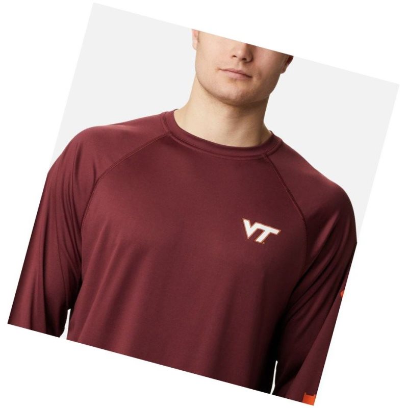 Pánské Mikina Columbia Collegiate PFG Terminal Tackle Long Sleeve - Virginia Tech Tmavě Vínové Hnědé Oranžové | YLZV-63795