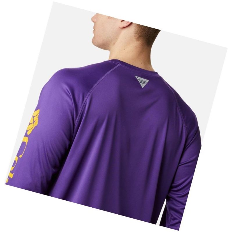 Pánské Mikina Columbia Collegiate PFG Terminal Tackle Long Sleeve - LSU Fialové Žluté | GPHF-53460