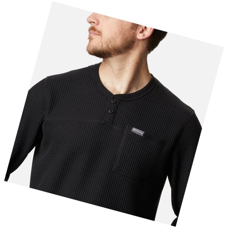 Pánské Mikina Columbia Flare Gun Waffle Henley Černé | NYWX-29630