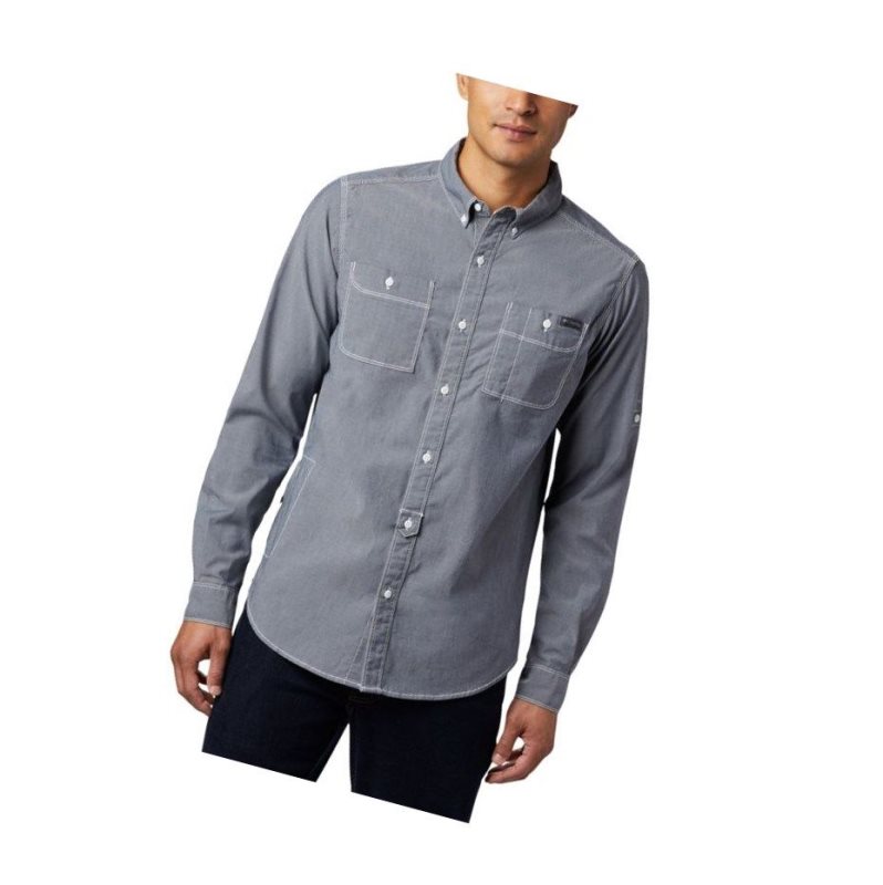 Pánské Mikina Columbia Outdoor Elements Long Sleeve Chambray Tmavě Blankyt | PWNC-86971