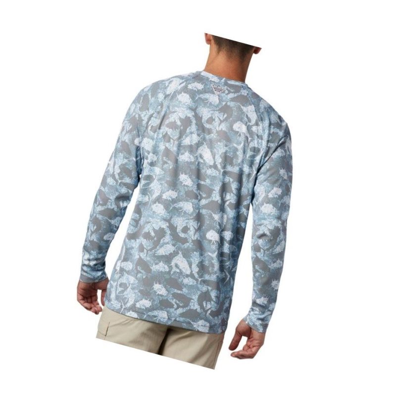 Pánské Mikina Columbia PFG Terminal Deflector Printed Long Sleeve Tmavě Blankyt Maskáčové | UJRW-25386