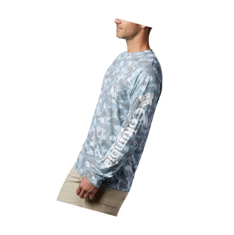 Pánské Mikina Columbia PFG Terminal Deflector Printed Long Sleeve Tmavě Blankyt Maskáčové | UJRW-25386