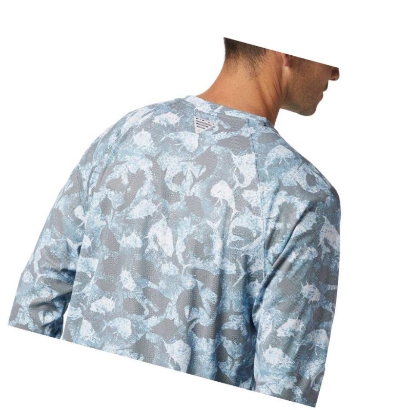 Pánské Mikina Columbia PFG Terminal Deflector Printed Long Sleeve Tmavě Blankyt Maskáčové | UJRW-25386