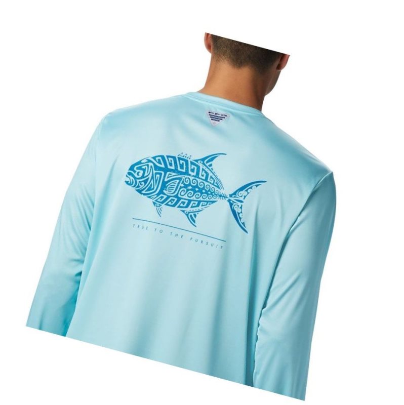 Pánské Mikina Columbia PFG Terminal Tackle Tribal Fish Long Sleeve Blankyt | PODG-74186