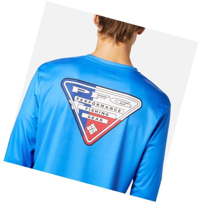 Pánské Mikina Columbia PFG Terminal Tackle State Triangle Long Sleeve Blankyt | YOQZ-28764