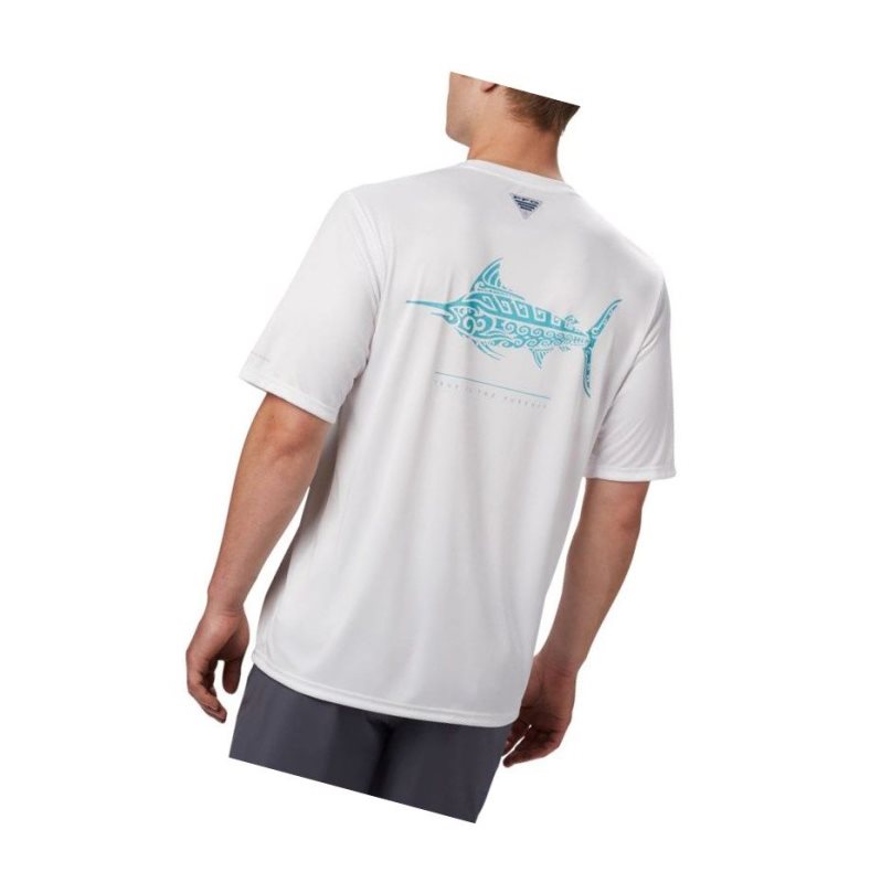 Pánské Tričko Columbia PFG Terminal Tackle Tribal Fish Short Sleeve Bílé | SBIN-62971