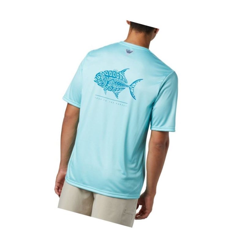 Pánské Tričko Columbia PFG Terminal Tackle Tribal Fish Short Sleeve Blankyt | RQAE-21397