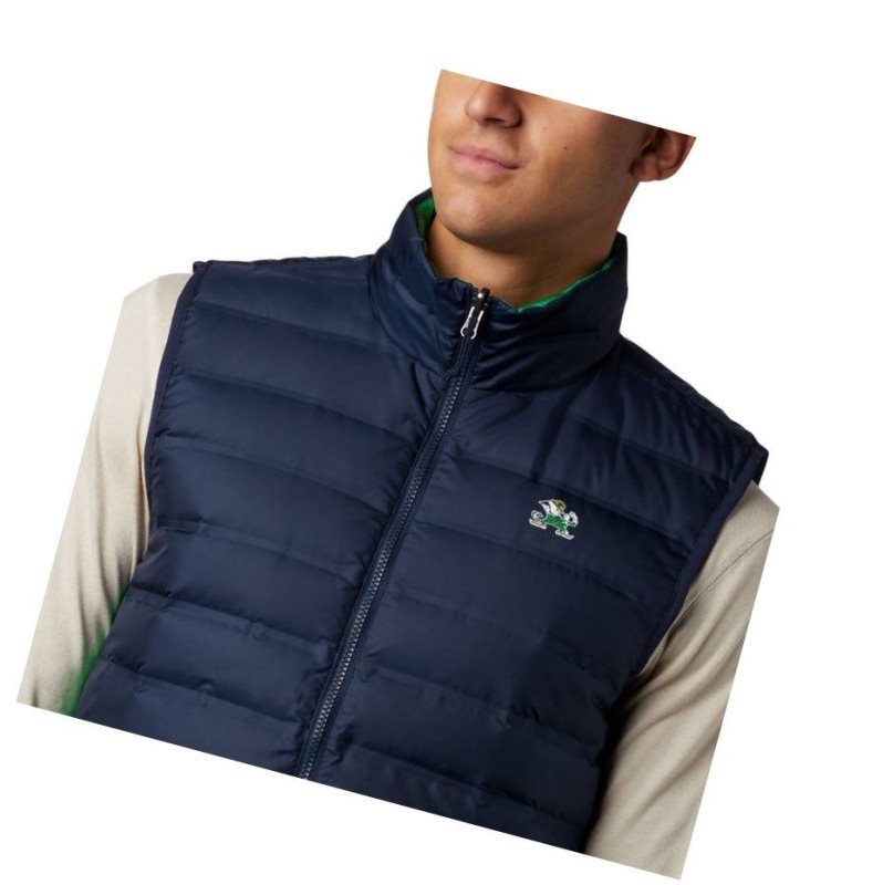 Pánské Vesta Columbia Collegiate Lake 22 Reversible - Notre Dame Tmavě Blankyt Zelene | AVLK-83405