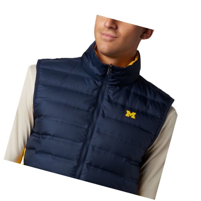 Pánské Vesta Columbia Collegiate Lake 22 Reversible - Michigan Tmavě Blankyt Žluté | ALCM-62487