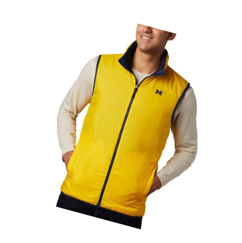 Pánské Vesta Columbia Collegiate Lake 22 Reversible - Michigan Tmavě Blankyt Žluté | ALCM-62487