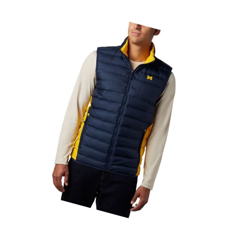 Pánské Vesta Columbia Collegiate Lake 22 Reversible - Michigan Tmavě Blankyt Žluté | ALCM-62487